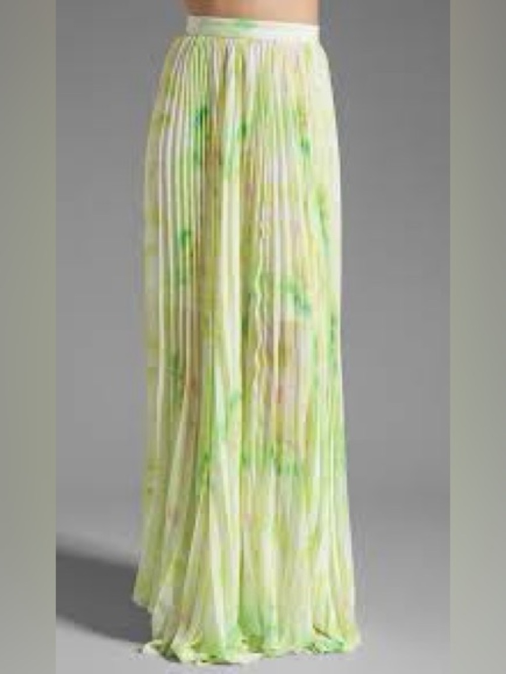 Alice  + Olivia Shannon Pleated Maxi Skirt in Citrus Tie Dye/Yellow
